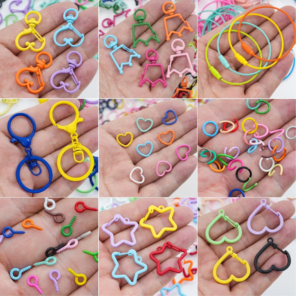Stile misto Multi-colori lega mista anelli aperti moschettone ganci catene a sfera gioielli fai da te che fanno risultati forniture