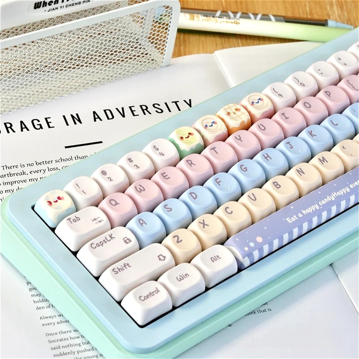 Candy Style MOA Keychain Kit PBT 130 Key Cute Style Keycap 61/75/87/104/108 Mechanical Keyboard