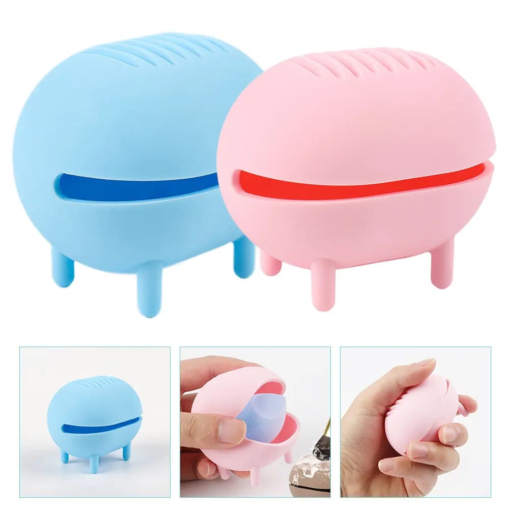2Pcs Makeup Puff Boxes Portable Silicone Sponge Storage Organizer Outdoor Travel Powder Puff Holder Sponge Box