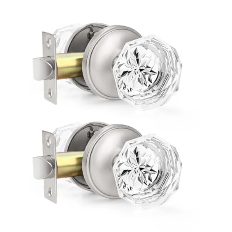 Set di Maniglie in Vetro per Porte di Corridoio e Armadi, Maniglie in Cristallo a Forma di Diamante Rotondo, Maniglie Interne Senza Serratura, R