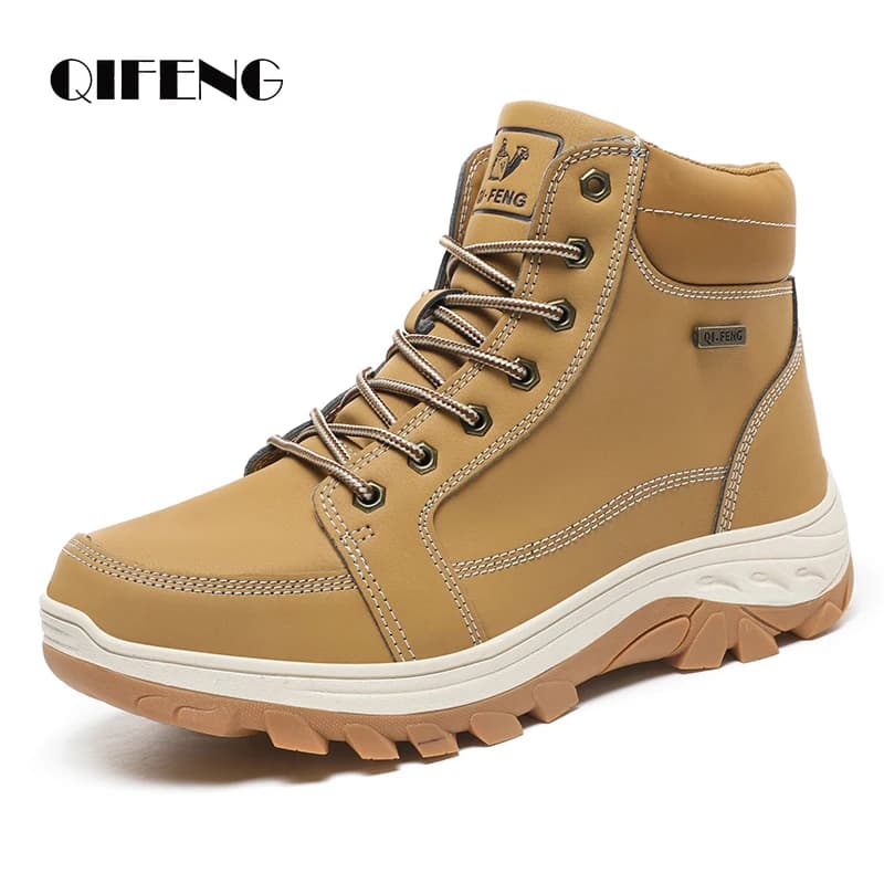 Yellow Boots Cowboy Footwear Hot Fur Gymnastics Snow Shoes Men's Waterproof Black Leather Padded Trekking Shoes Summer Winter Trekking Shoes