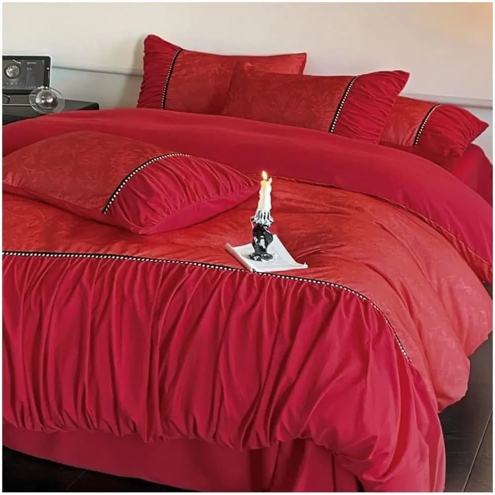 Set Copripiumino Matrimoniale/King Size - 4 Pezzi in Cotone Lavato 100% - Set Biancheria da Letto Ultra Morbido Include 1 Copripiumino, 1 Lenzuolo con Angoli e 2 Federe