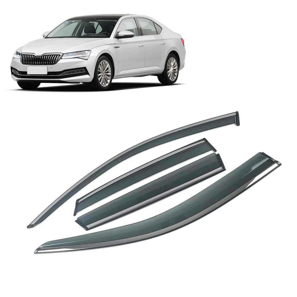 Per SKODA Superb B8 B6 2008-2022 Finestra di Automobile Parasole Pioggia Ombra Visiere Scudo Riparo Della Copertura Della Protezione Trim Telaio adesivo