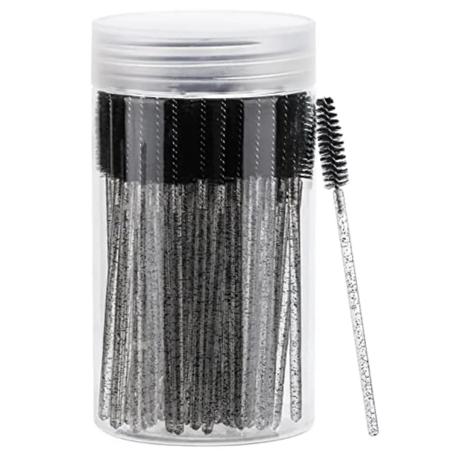 For extension eyelashes: crystal brushes, transparent and reusable container included, 100 disposable applicators for mascara