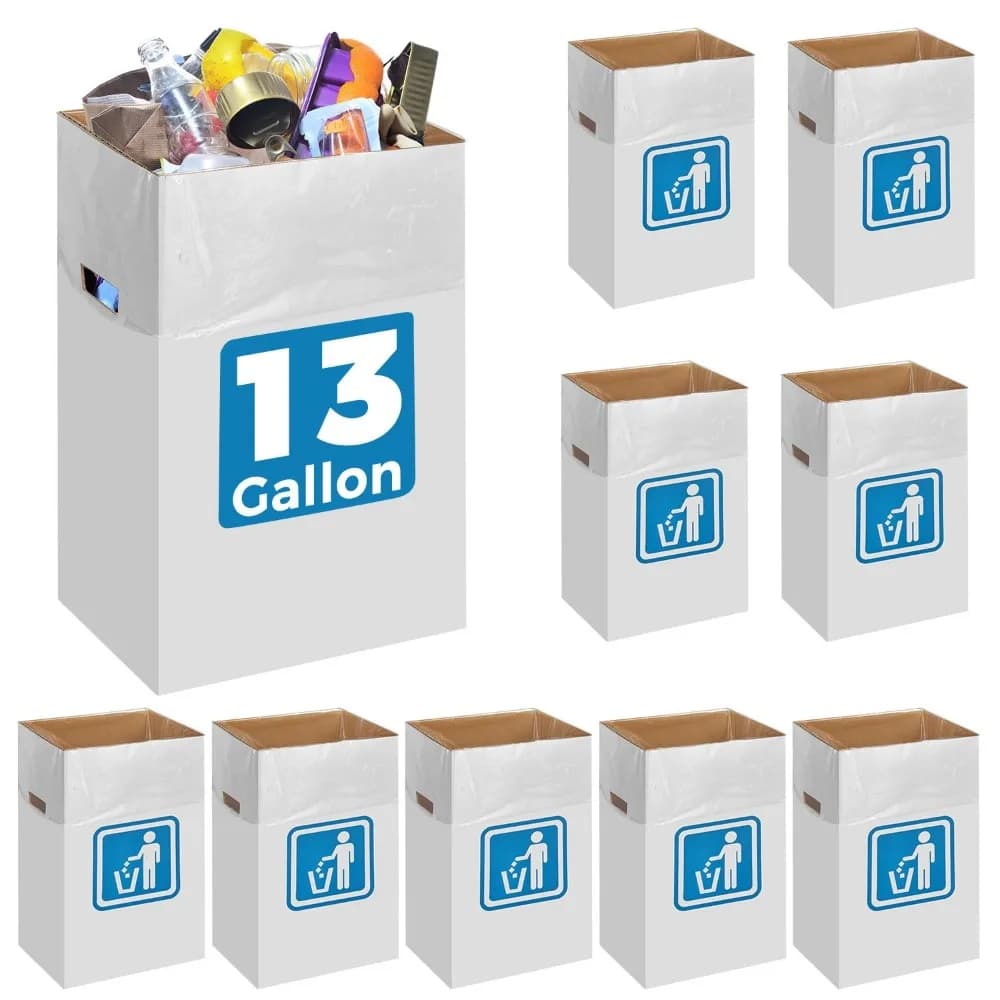 Bidoni della Spazzatura in Cartone Usa e Getta da 13 Galloni con Sacchi Interni per Eventi all'Aperto, Feste, Riciclaggio Portatile e Riutilizzabile