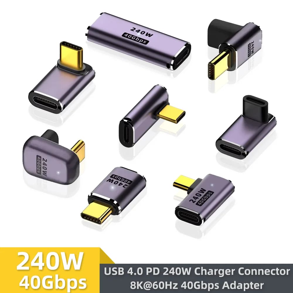 USB4.0 40Gbps in the shape of a right angle 240W 5A Quick charging converter from USB C to type C USB C data adapter for MacBook 8K60HZ