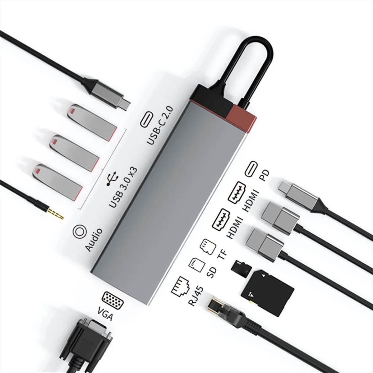 Docking station A72Z tipo C BS12A (porta Gigabit Ethernet + doppia) Docking station multifunzione 12 in 1 Hub