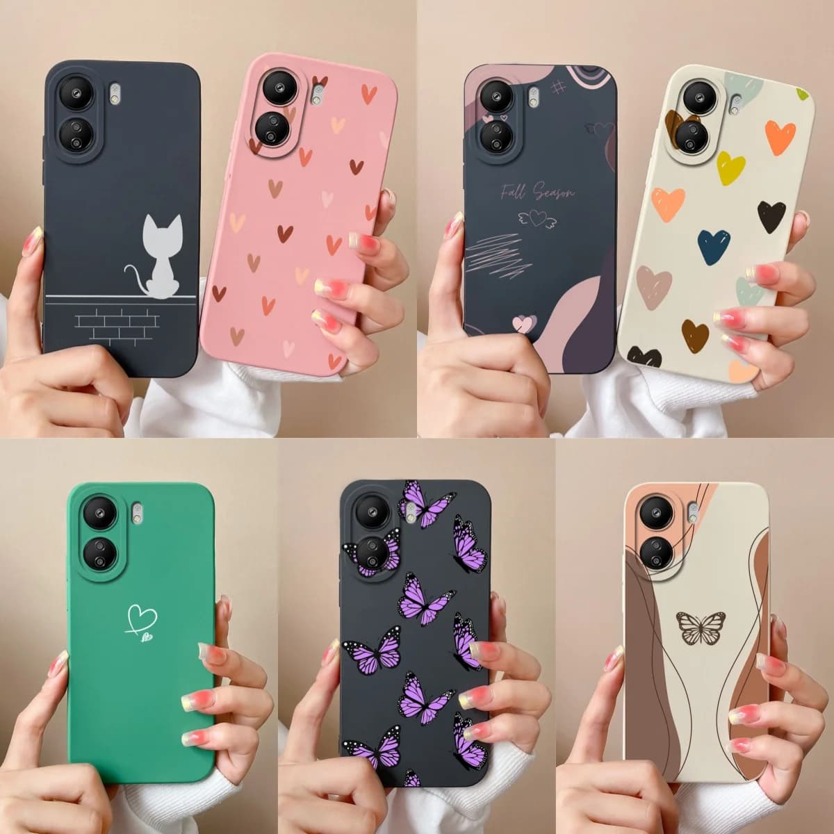 For Xiaomi Redmi 13C Soft Love Heart Phone Case Soft Silicone Liquid Photo Protection Camera Back Cover For Redmi 13 C Redmi13C Funda Coque