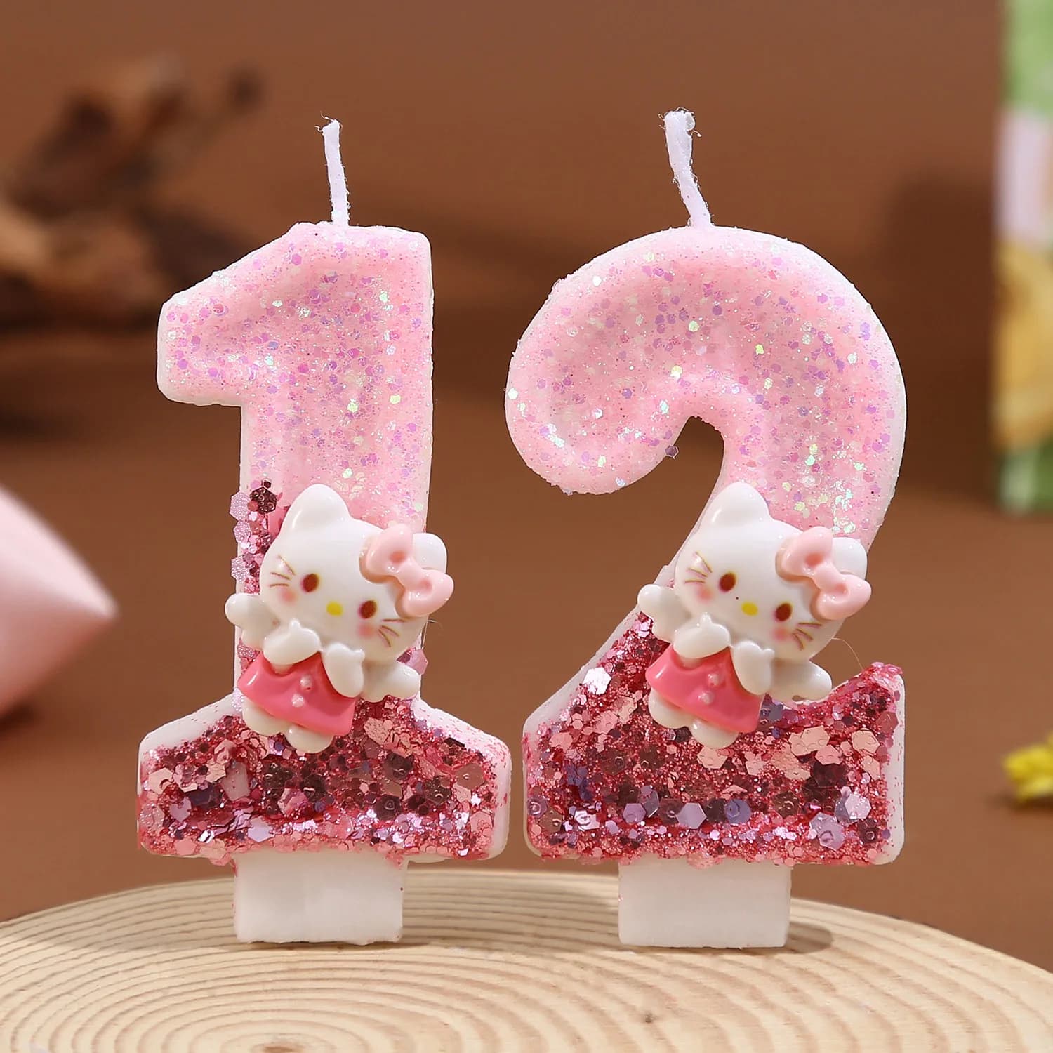 Candela digitale rosa Kawaii HelloKitty fatta a mano fai-da-te 0-9 adatta per la decorazione di torte di feste di compleanno, feste di anniversario