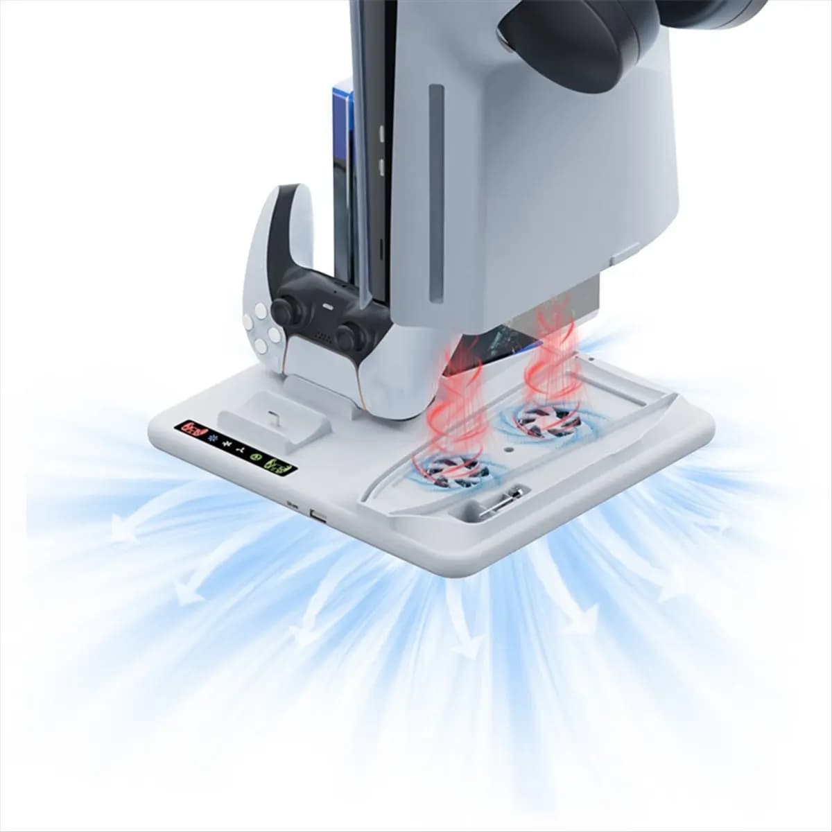 T81C! Base di Supporto e Ventola di Raffreddamento per PS5 Slim con Stazione di Ricarica per Controller, Accessori per PS5 Slim
