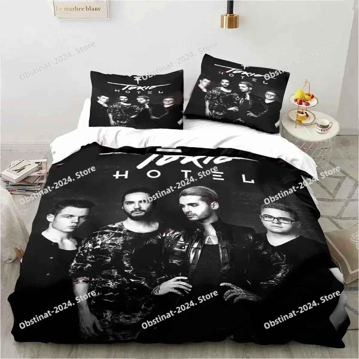Set di Biancheria da Letto con Stampa 3D della Band Tokio Hotel, Copripiumino, Set Copriletto, Federe, Piumone, Misura King e Queen per Ragazzi e Adulti