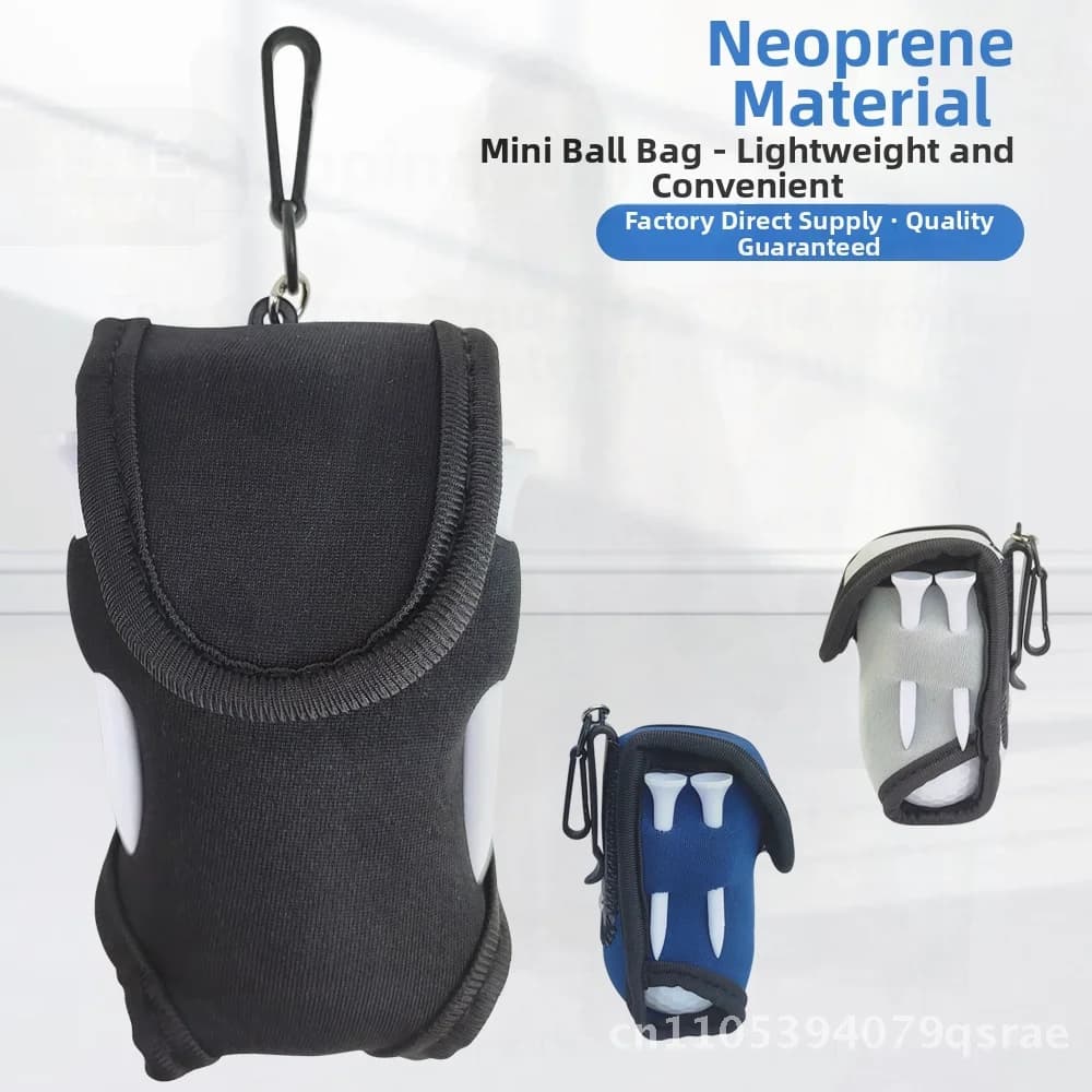 Borsa da golf piccola per palline Materiale per immersione Marsupio in poliestere Grigio/Nero/Blu Borsa vuota solida Accessorio per riporre attrezzature per il fitness