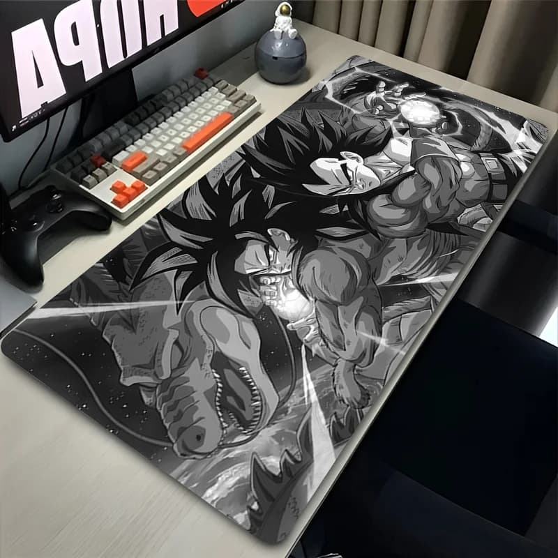 Tappetino per Mouse Nero in Gomma XXL, Tappetino da Scrivania Esteso, Popolare Accessorio per Gamer DBZ Dragon Ball, Mousepad Antiscivolo per Esports