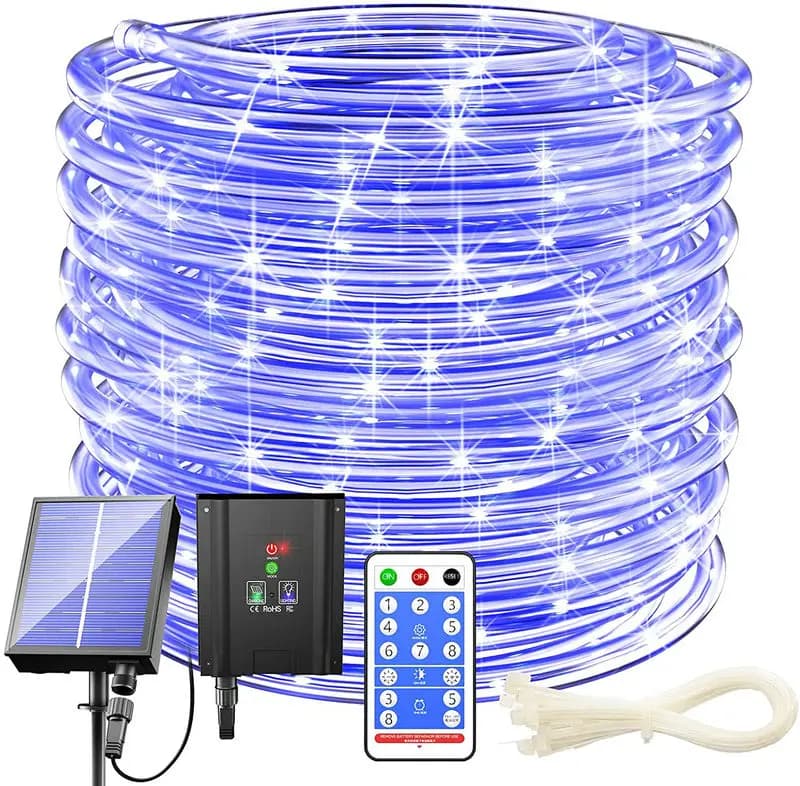 12m/22m/32m Solar Energy Christmas Tree Flexible Fairy Pipe Corda String Lights with Remote Control Copper Wire External Decoration