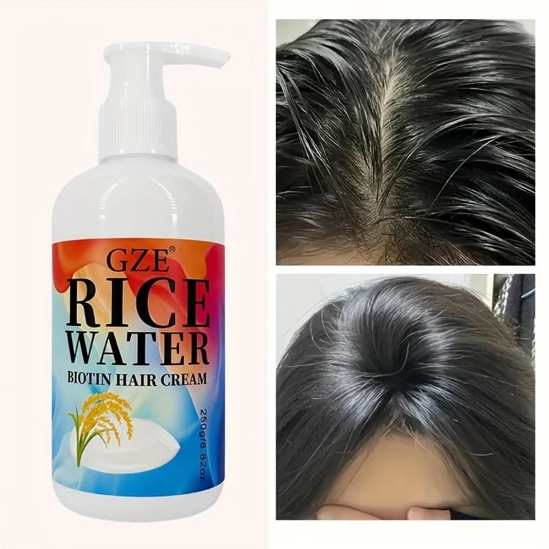 GZE Crema per capelli alla biotina con acqua di riso Capelli forti Idratazione profonda Idratante per tutti i tipi di capelli