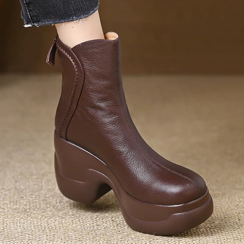 New Women's Shoes Exquisite Round Head Platform Ankle Boots for Woman Fashion Plush Warm Winter Shoes Designer Shoes Botas Mujer
