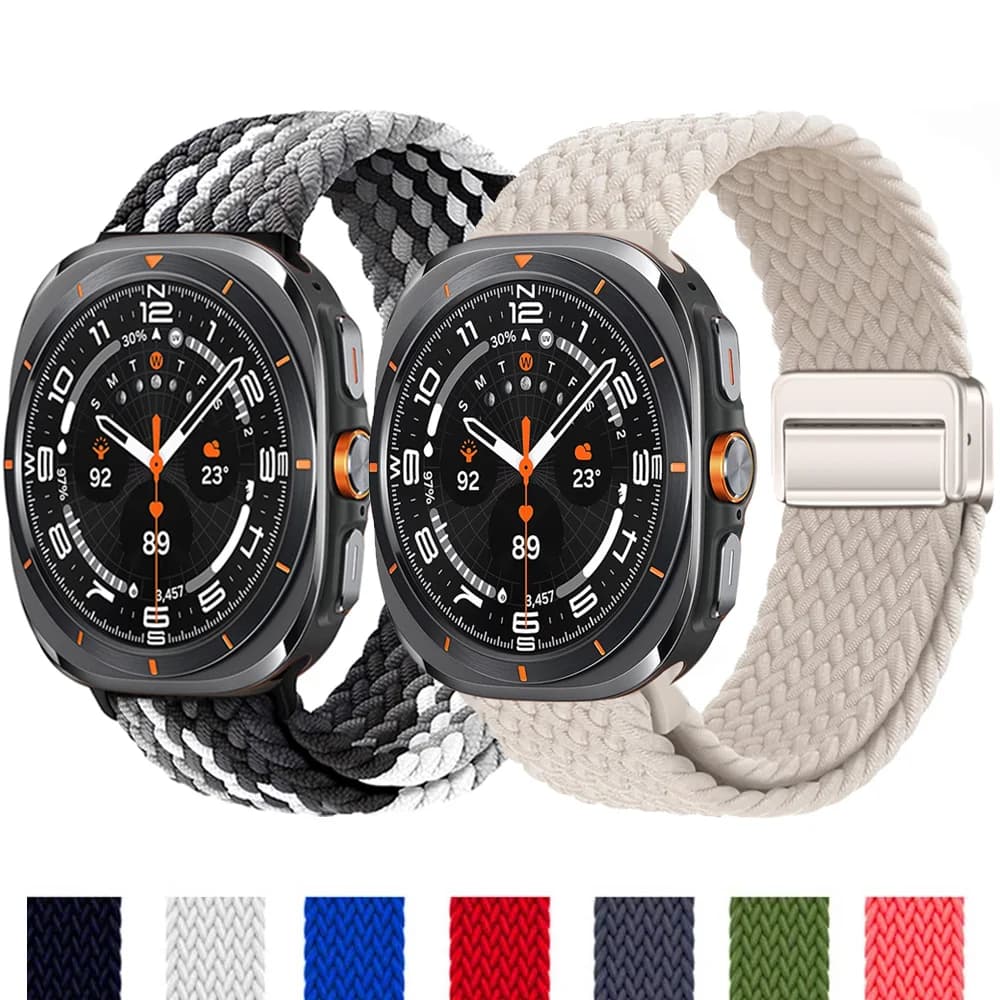 Anello intrecciato per Samsung Galaxy Watch 7 Ultra Cinturino 47mm Accessori Bracciale magnetico in nylon Correa Galaxy Watch Ultra Band 47mm
