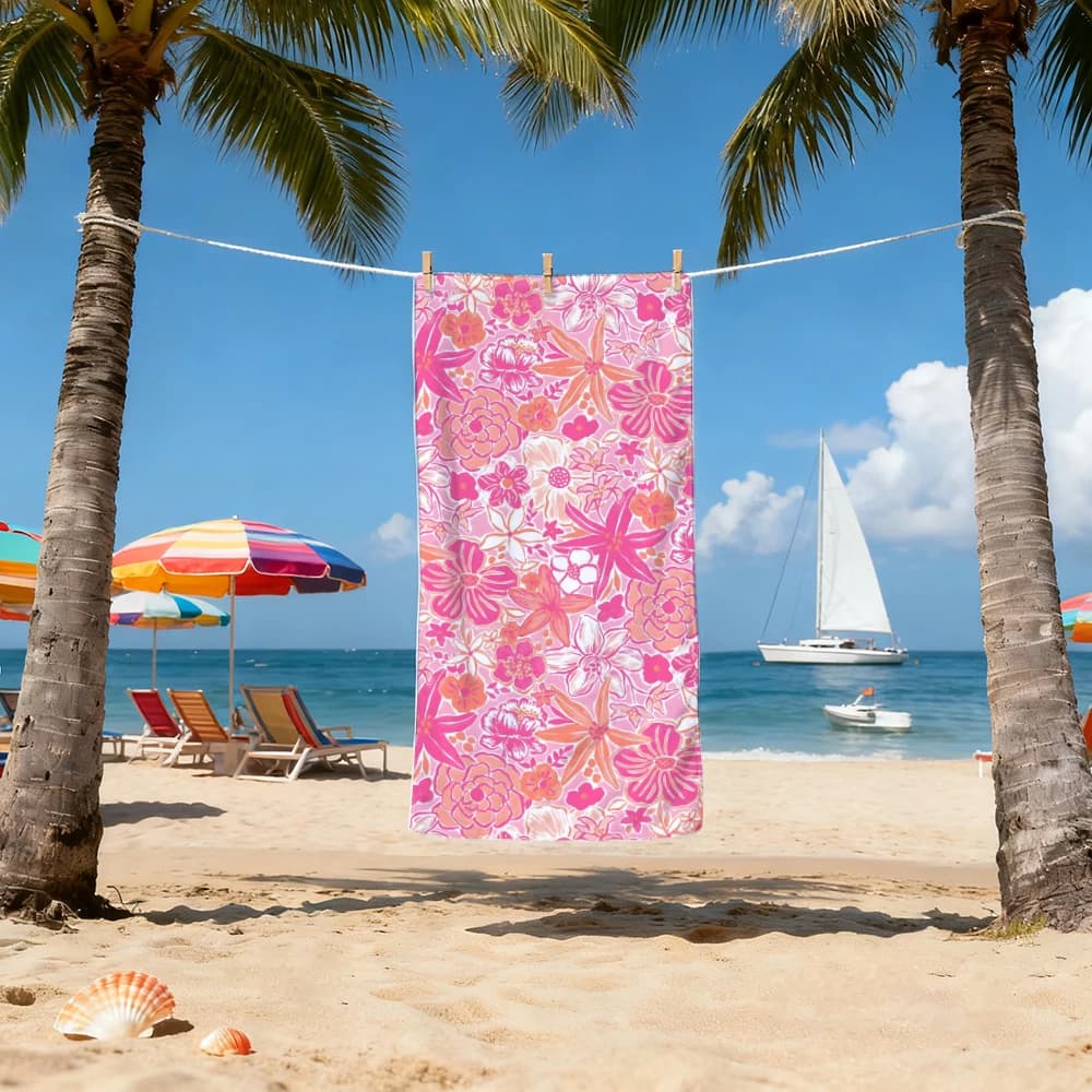 Asciugamani da spiaggia con fiori Kawaii, asciugamani da bagno per il corpo, sauna, viaggi, spa, accessori da bagno, spiaggia, campeggio, picnic