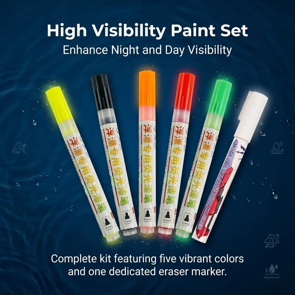 Fishing Buoy Float Fluorescent Paint Marker Waterproof Quick‑Dry Float Tail Repair & Correction Eraser Pen Night Fishing Tackle