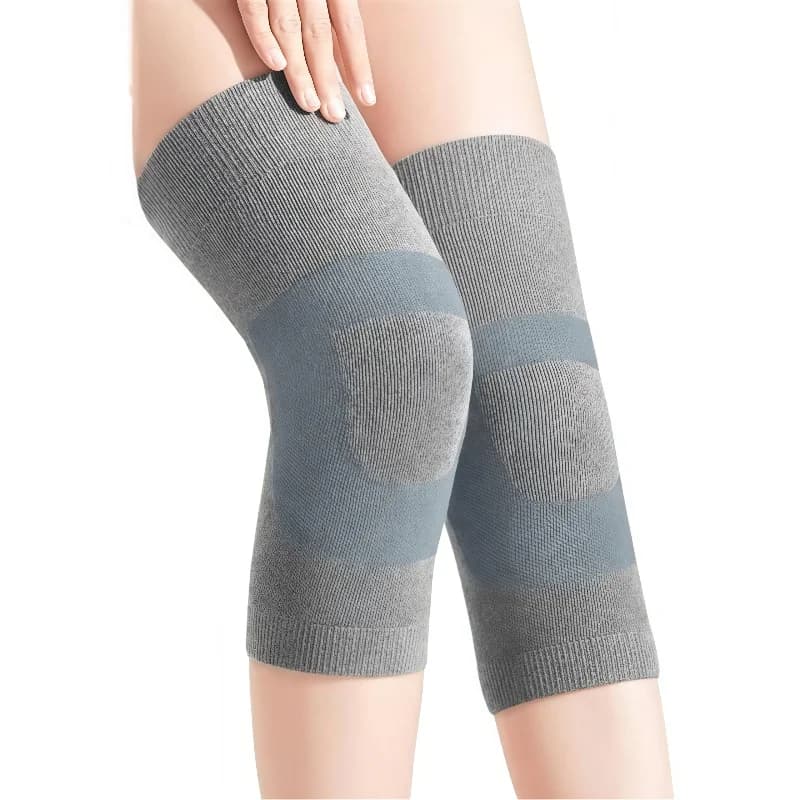 2PCS Ginocchiera al carbone Ginocchiera invernale Supporto per ginocchio Vecchi scaldamuscoli freddi Manicotto per gamba a compressione per alleviare il dolore Circolazione Migliorare
