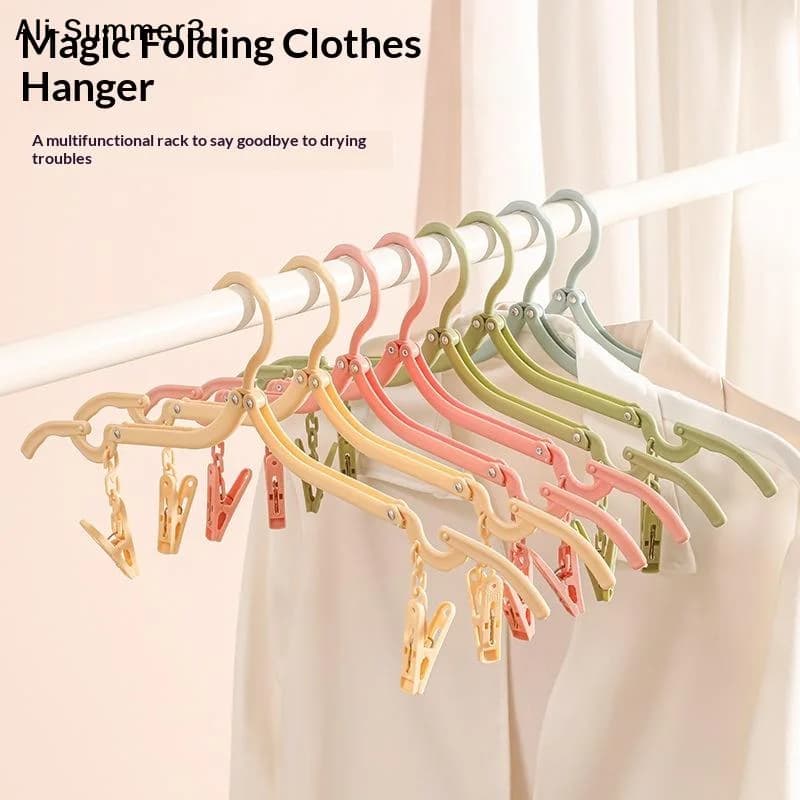 【YY3】Folding Clothes Hanger With Anti Slip Clips And Space Saving Design Perfect For Travel Home Dorm Clothing Storage