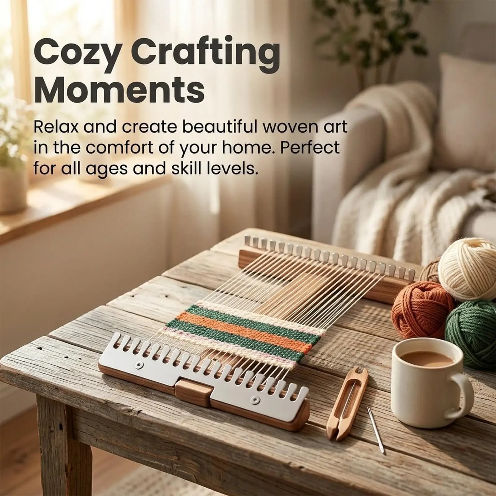 Wooden Craft Weaving Loom Kit, Expandable Adjustable Tapestry Weaving Loom, Wood Weaving Kit for Advanced