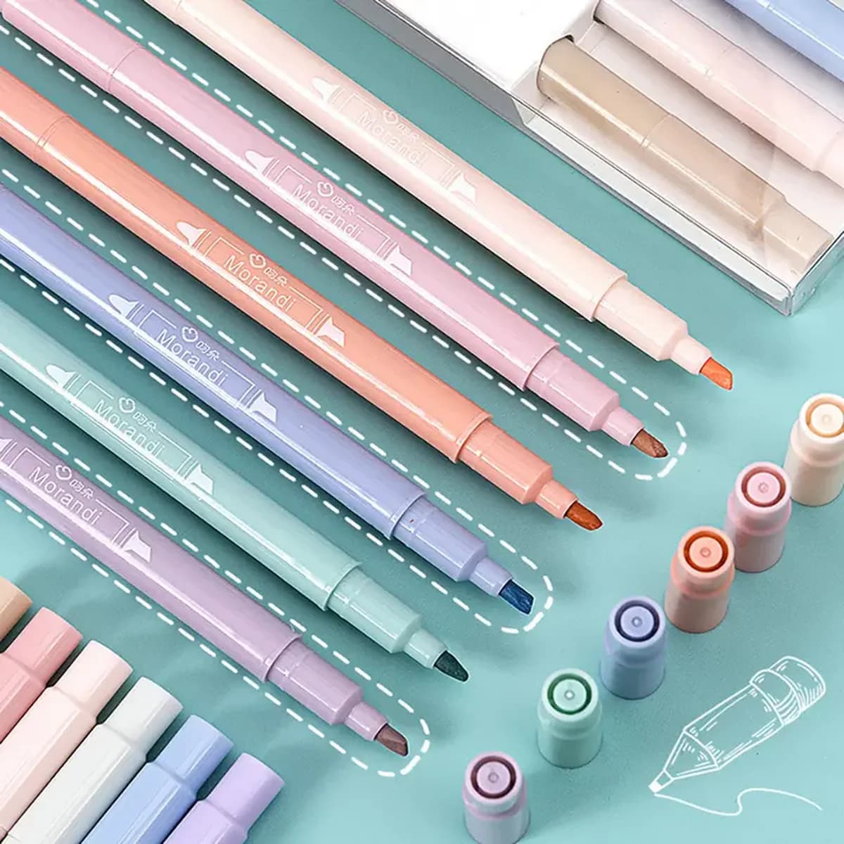 Set di 6/12 Evidenziatori Macaron: Pennarelli Artistici in Colori Caramella per Manga e Colorazione - Punta Morbida, Ideali per Studenti!