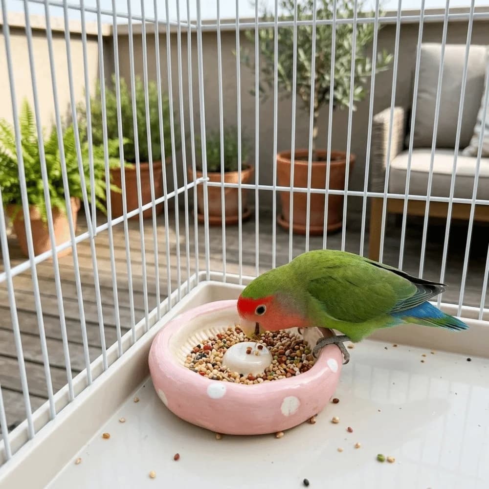 Ciotola in Ceramica a Forma di Fungo per Cibo Criceti, Simpatica Fontanella Anti-Goccia per Animali Domestici, Piatto Multifunzionale per Cibo Porcellini d'India, Uso Interno