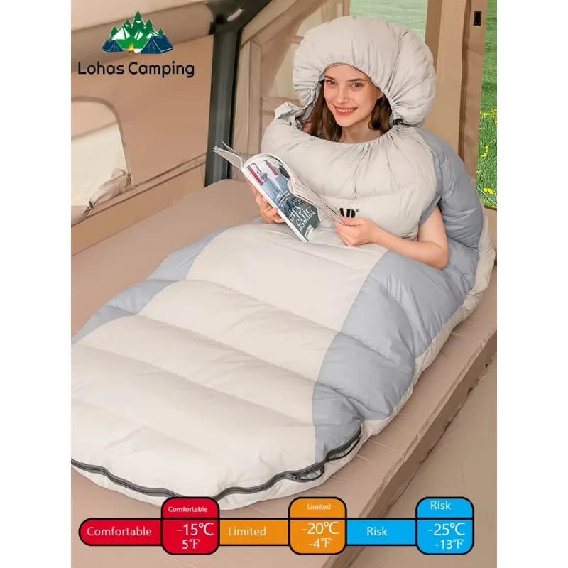 Stretchable Ultralight Down Sleeping Bag Machine Washable 3 Season Use For Home Travel Camping Adults Sleeping Bag