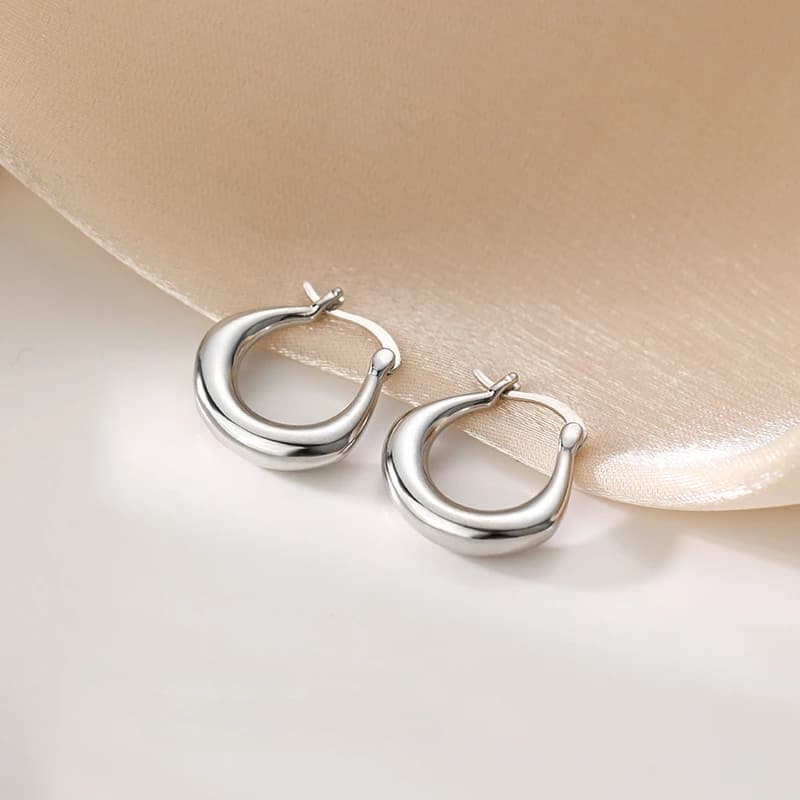 925 Sterling Silver plated Chunky Hoop Earrings for Women Geometric Circle Punk Ear Jewelry Party Gifts