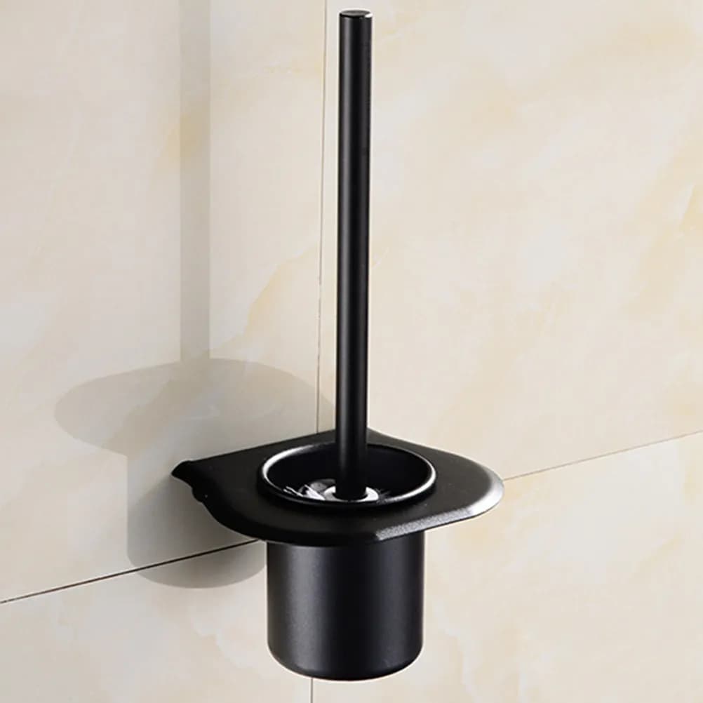 Set Porta Scopino WC in Alluminio Spaziale, Montaggio a Parete, Soluzione di Stoccaggio per Bagno di Alta Gamma, Impermeabile, Design Rimovibile, Moderno