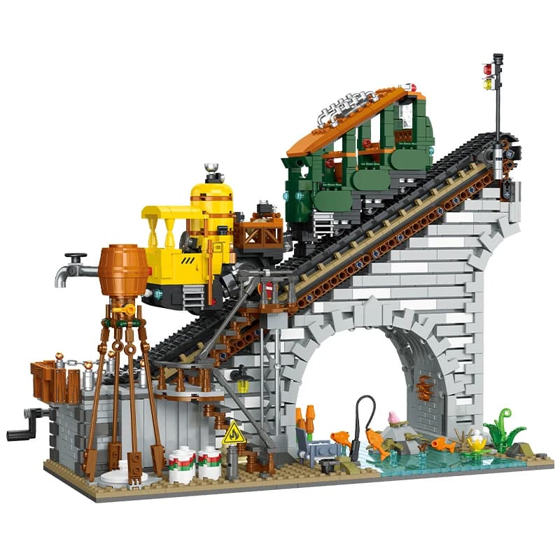 1987PCS Rack Railway Building Blocks DIY Mountain Train Model STEM Educational MOC Technic Kit Gift Boys Kids Birthday