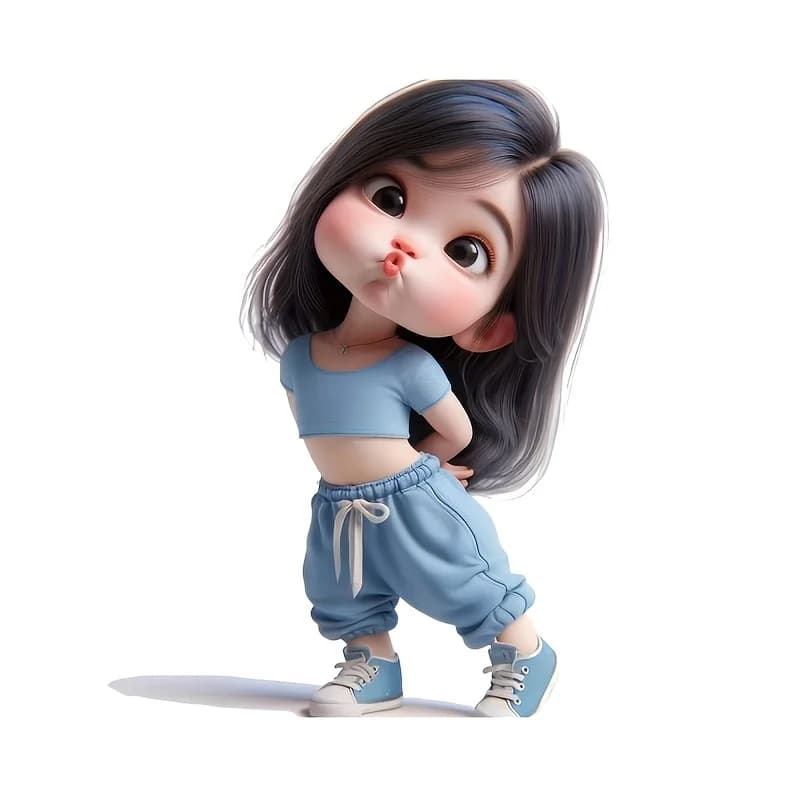 Cute Cartoon Girl Waterproof Glossy Vinyl Sticker, Self-adhesive Removable Decal for Car Laptop Water Bottle Motorcycle Decor