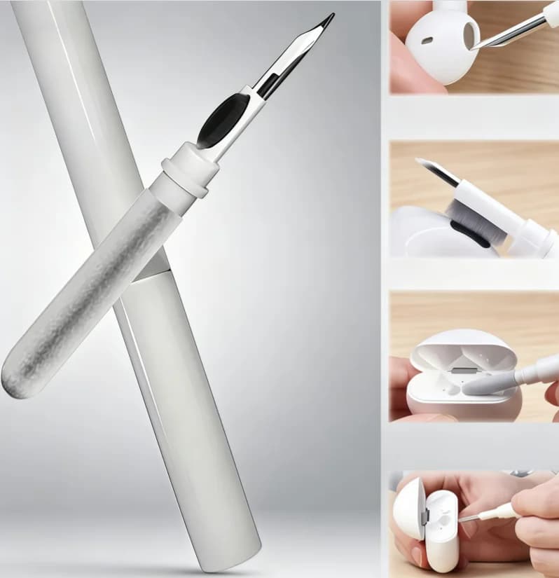 3 pezzi, penna per la pulizia degli auricolari 3 in 1 con punta in metallo, spazzola morbida e spugna floccata, strumento di pulizia per auricolari wireless, custodia di ricarica, telefono, tastiera ed elettronica