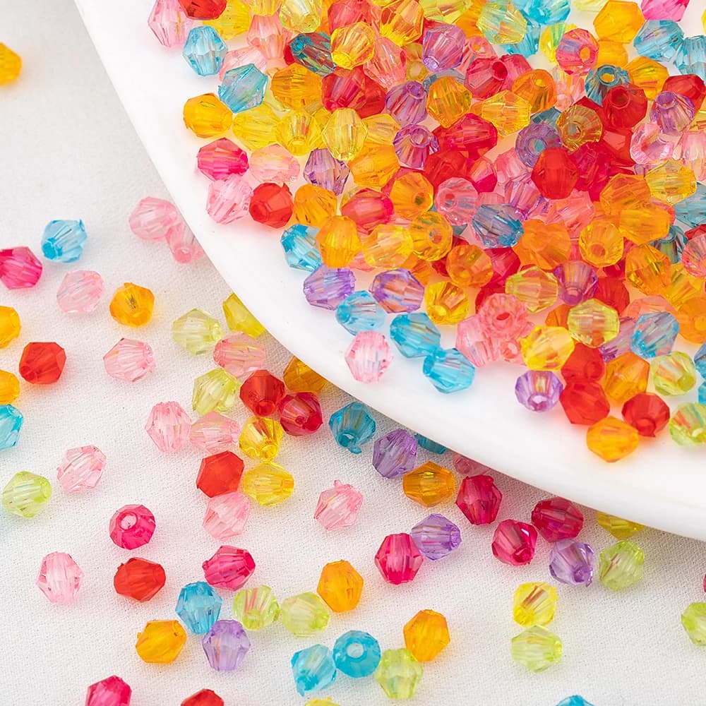 100 Pezzi Perline Acriliche Sfaccettate da 4mm Colori Misti, Perline Distanziatrici Sciolte per Creazione Gioielli Fai da Te, Bracciali, Collane, Accessori Ingrosso