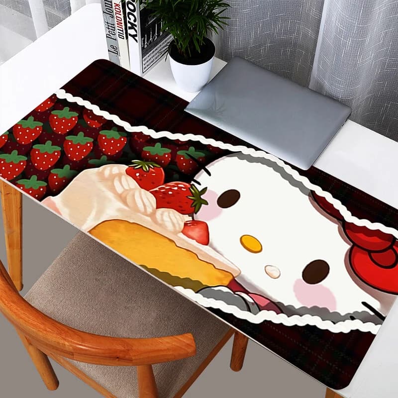 Tappetino per mouse Hello Kitty, accessori da gioco di grandi dimensioni, resistenti, per tastiera, in gomma, con bordo bloccabile, tappetino da scrivania, tappetino per mouse per laptop