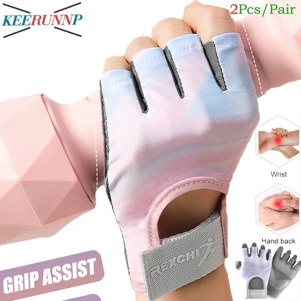 1 pair of training gloves for men and women - Breathable weight lifting gloves with support for gym grip, stains, cross training