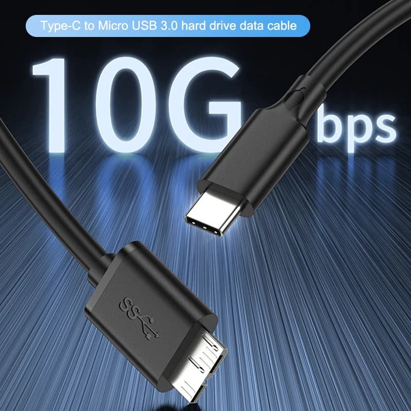● Cavo USB 3.0 da Type-C a Micro B da 10 Gbps, cavo HDD 3A per trasferimento dati rapido per laptop, telefono, disco esterno, tablet