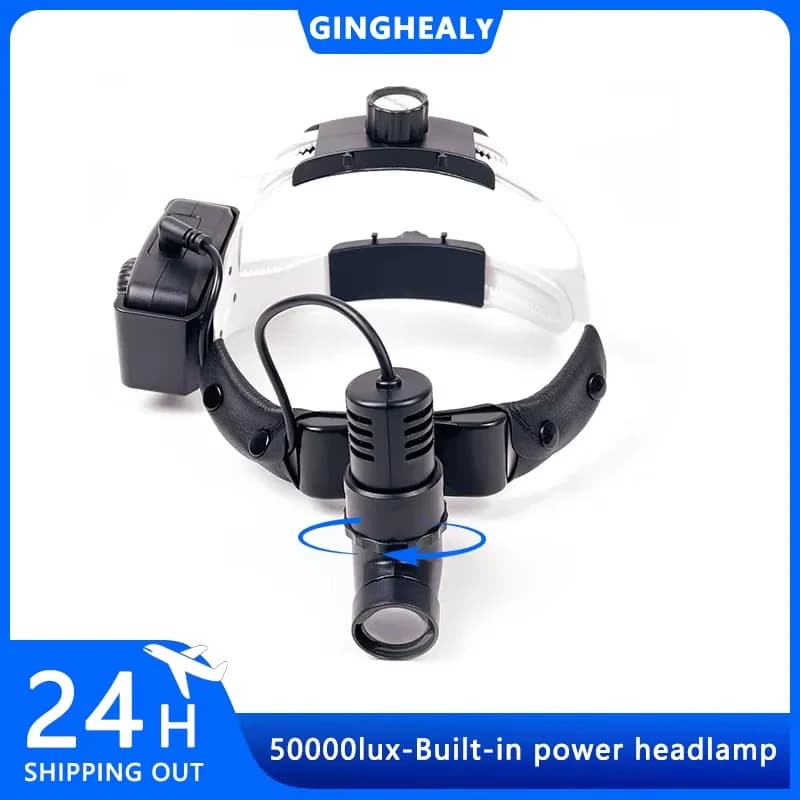 Lampada frontale a LED Ginghealy da 3W, faretto regolabile da laboratorio con apertura regolabile, durata della batteria di 4 ore, 50000lux