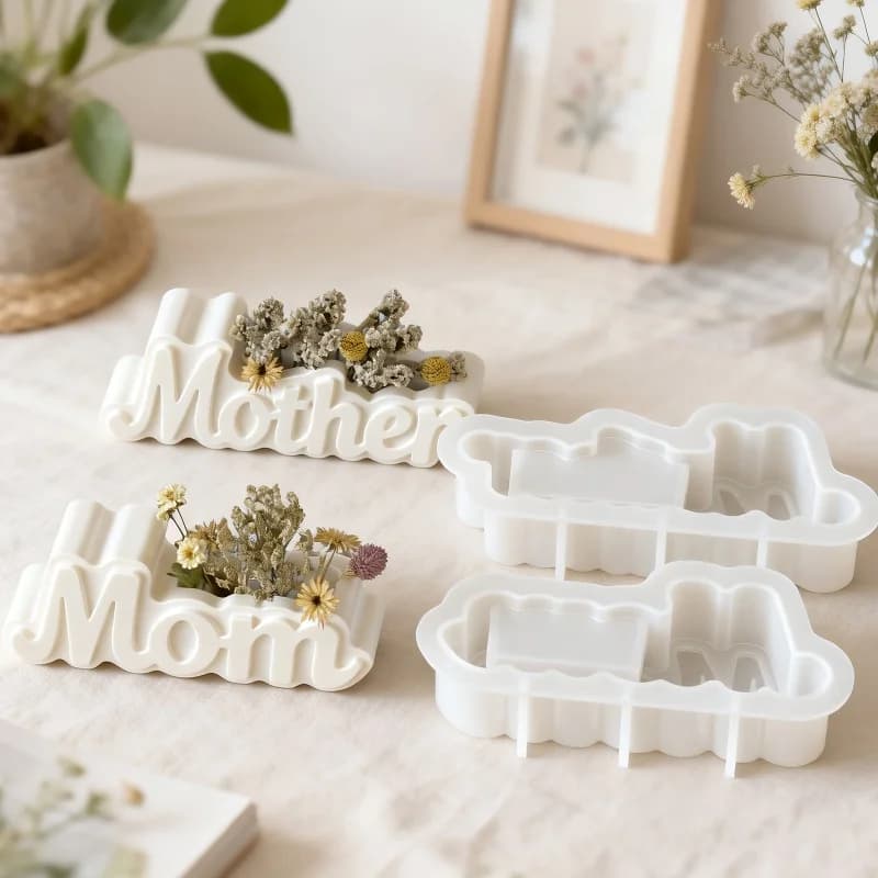 Stampo in Silicone per Vaso a Forma di Lettera, Stampo in Resina per Ornamenti da Scrivania con Alfabeto Inglese, Stampo per Candele e Contenitori in Gesso