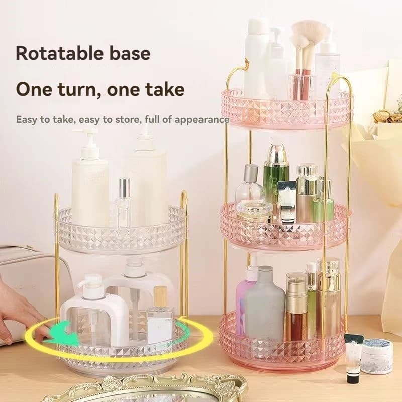 1 Pezzo/Scaffale Trasparente Multistrato per Cucina, Scaffale Mobile, Porta Spezie Girevole a 360 Gradi, Organizer da Scrivania