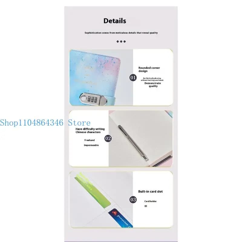 Diario foderato in pelle 5ASD con chiusura per ragazze Donne Donne Bloccabile Giornale in pelle con blocco combinato 145x215mm