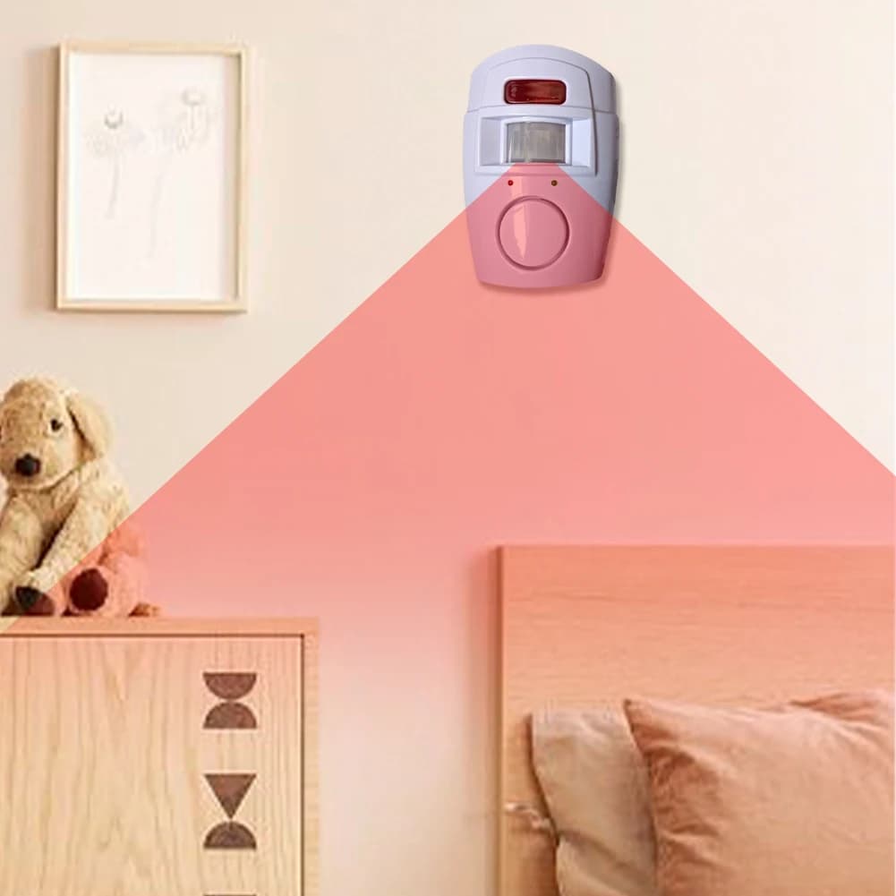 Allarme con Rilevatore di Movimento e 2 Telecomandi, Sensore PIR a Batteria per Porte, Capannoni, Garage, Roulotte