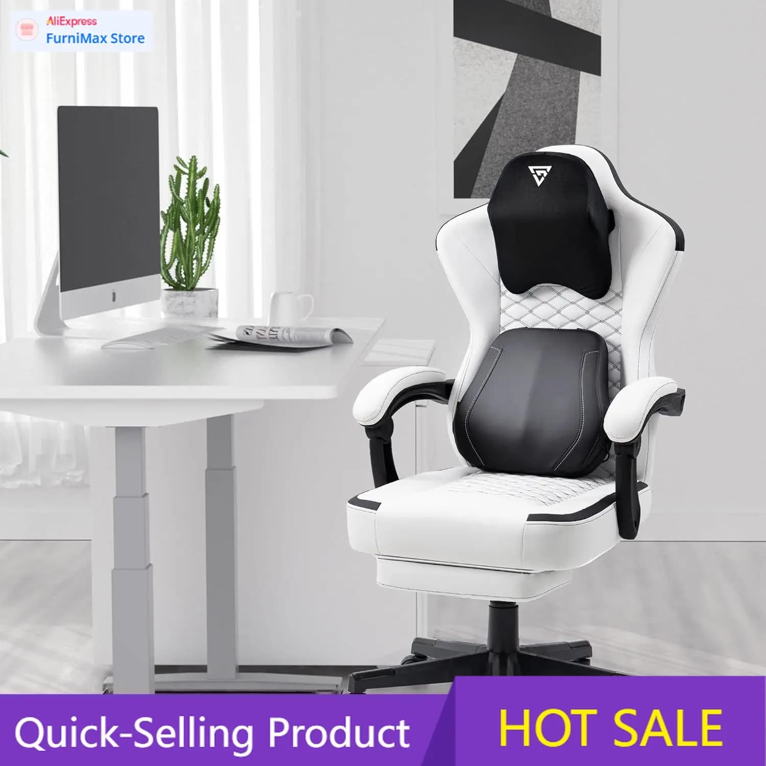 Promozione a tempo limitato: Sedia da gaming con supporto lombare riscaldato e massaggiante, sedia ergonomica da gaming per computer con cuscino a molle insacchettate