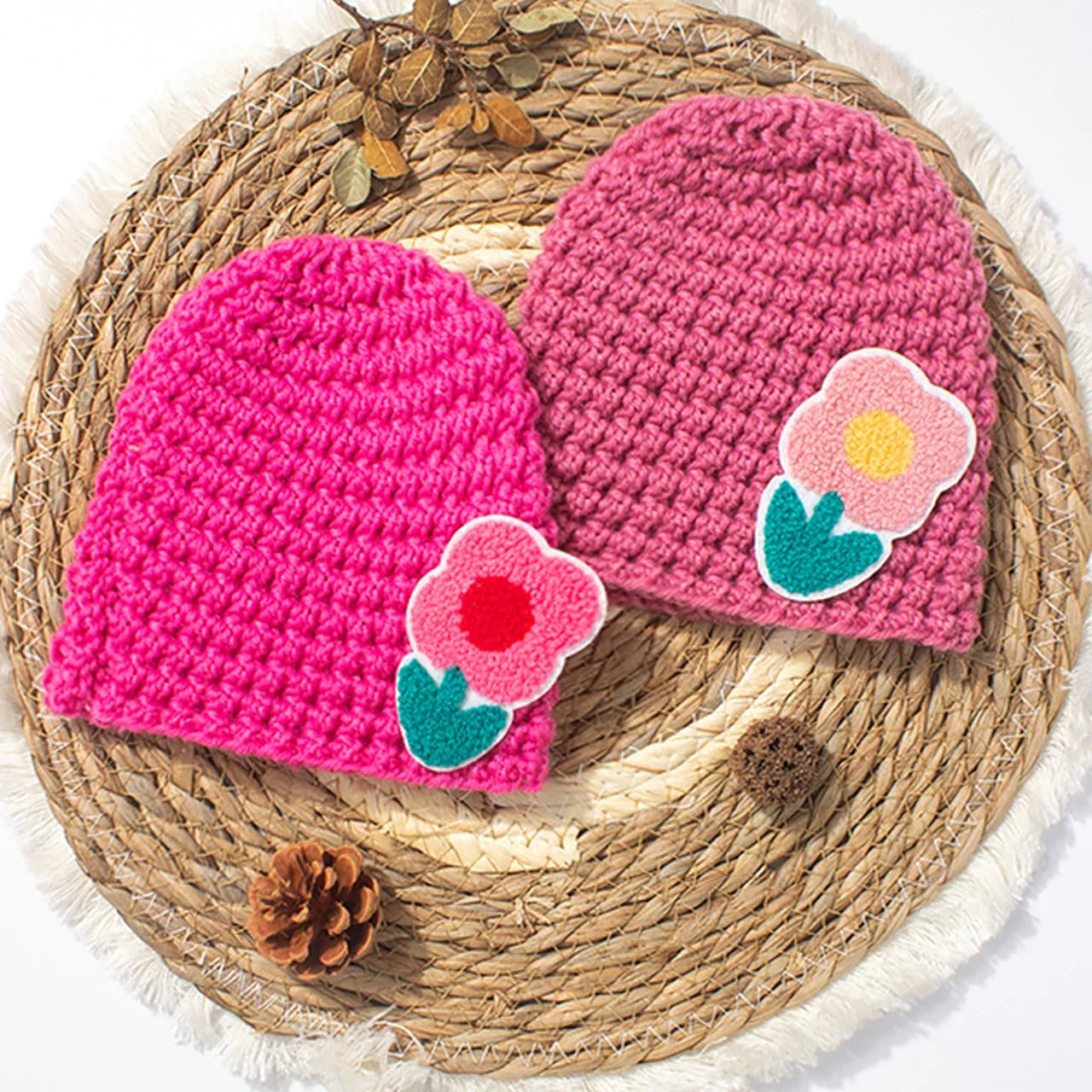 0-3Year Newborn Knit Pullover Hat Winter Warm Toddler Woolen Crochet Bonnet Sweet Flower Girl Headscarf Cap Baby Kids Beanies