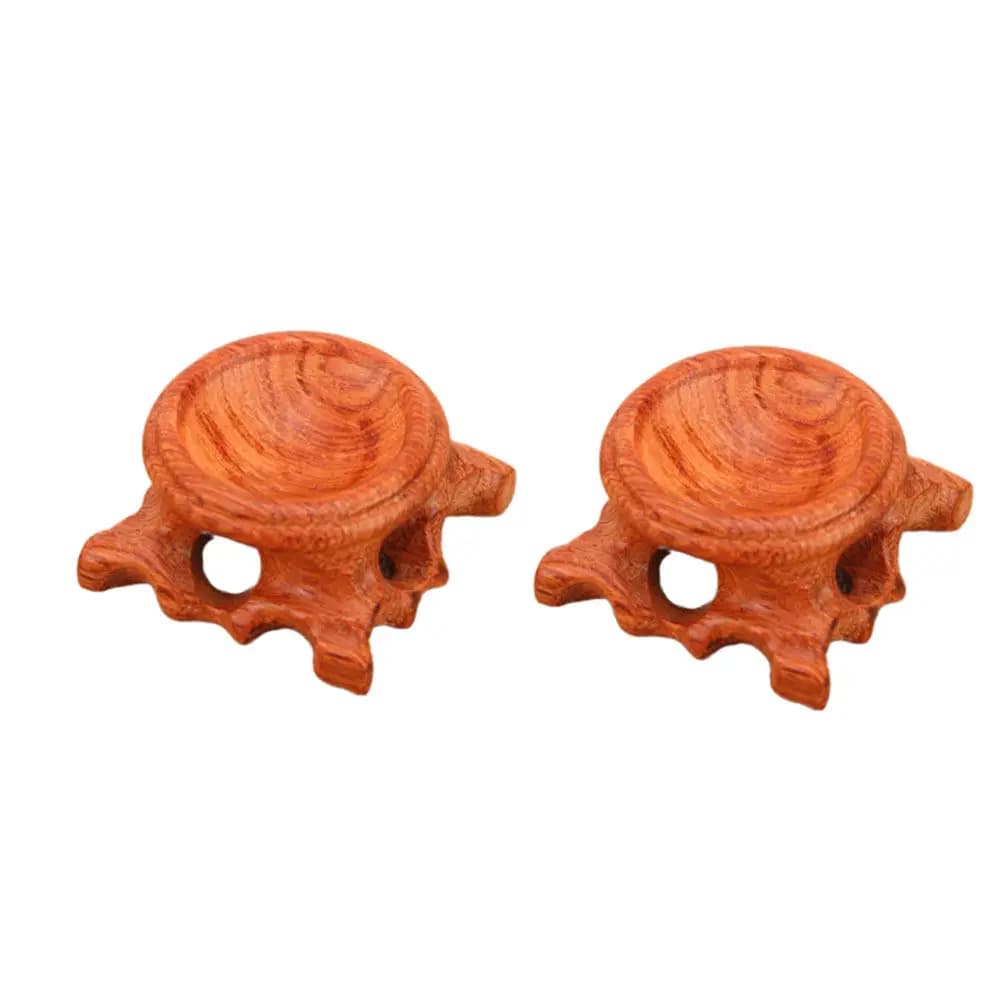 2Pcs Solid Wood Crystal Ball Base Redwood Stand Vintage Style Thick Sturdy Holder for Crystal Baseball Softball Tennis Glass