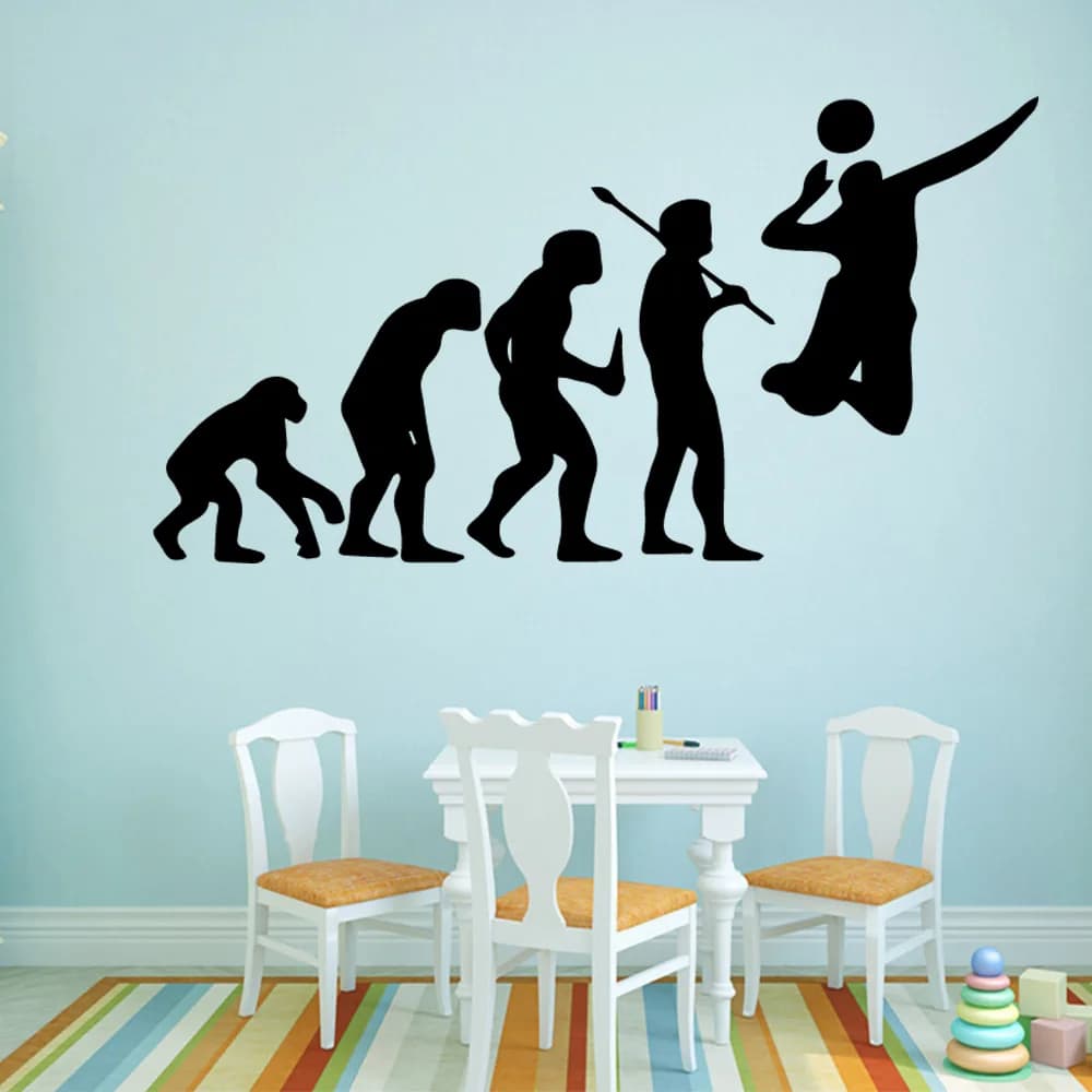 Evolution Playing Volleyball Wall Stickers Home Decor Kids Children Room Decoration Wallpaper Poster Art Murals