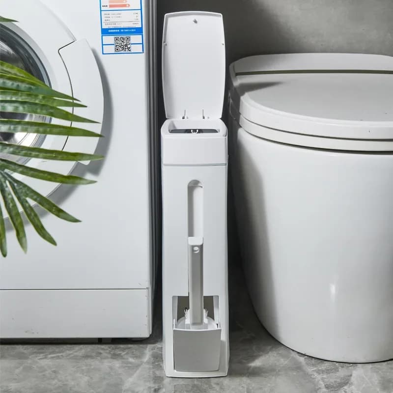 Household seam trash can toilet brush set with lid narrow small toilet trash can Japanese makeup