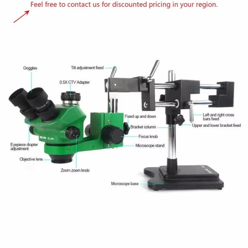 RELIFE RL-M3T-STL2 Microscopio stereo trinoculare HD + sorgente luminosa SS-033 + adattatore 0,5 CTV + telecamera HD MC1 4K