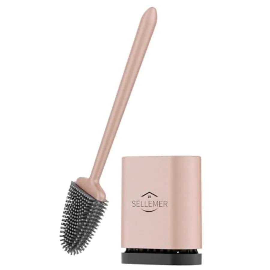 Silicone Toilet Brush, Ventilation Slots Holder 1 Pack, Flexible Bristles Flat Head for Rim, Hair Tangle-Free, Easy to Clean, C